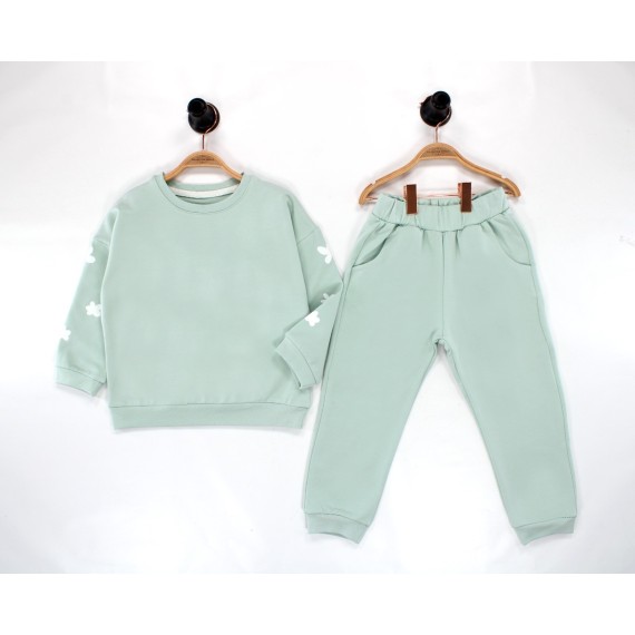 Kolları ve Arkası Baskılı İçi Şardonsuz Mint Yeşil Takım 3-6 Y
